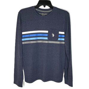 U.S. POLO ASSN. Boy's XXL (18) Blue Shirt, Long Sleeve, Embroidered Logo, NEW